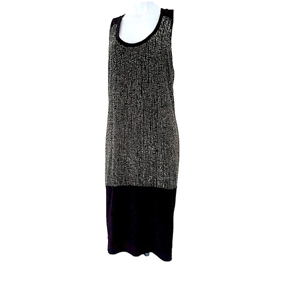 $398 Eileen Fisher Sequin Rivulet Dress Medium Black 100% Silk Vintage Quality - Picture 3 of 16